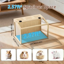 Hamster Cage Chewproof Wooden 60/80cm Openable Top with Glass Sheets Solid Built