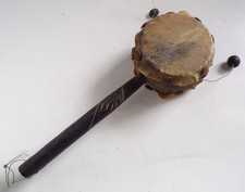 Vintage Monkey Drum Spinning Double Sided Hand Twist Percussion Rattle