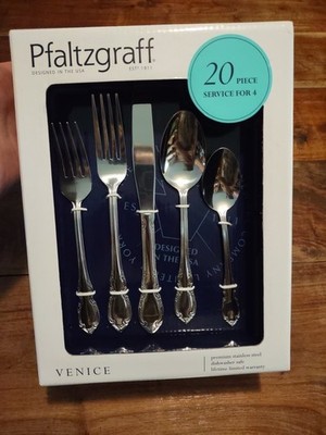 Pfaltzgraff 20 Piece Venice Pattern Silverware Serving Set For 4 Flatware 