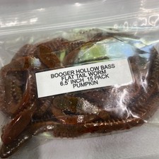 BOOGER HOLLOW BASS 6.5"  FLAT TAIL FINESSE WORM 15 PK PUMPKIN FAST SHIPPING