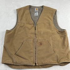 Carhartt Men's Sherpa Lined Workwear Vest SZ 2XL Regular Duck Canvas Y2K