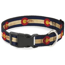 Plastic Clip Collar Colorado Flag Continuous Vintage WIDE-Large 20-31"