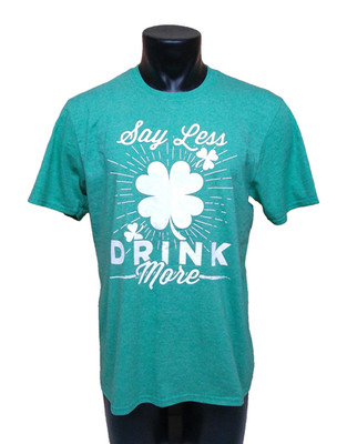 Say Less Drink More St Patrick's Day Savannah Georgia Green T-Shirt Size Large