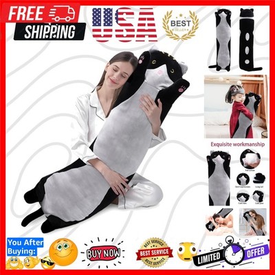 Lovely Plush Cat Doll Cute Cartoon Soft Stuffed Kitten Pillow Long Throw Slee...