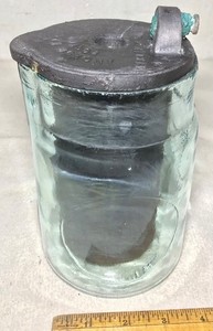 1890's old ANCHOR ELECTRIC CO. antique Telephone ~STORAGE BATTERY old GLASS JAR~