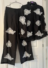 Women Embroidered Coord Set 2 PCS Outfit Set Christmas Dress Size 12/14 UK New