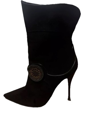 BALDININI Vero Cuoio High Heels 41 Schwarz Damen Echtleder Wildleder Stiefel