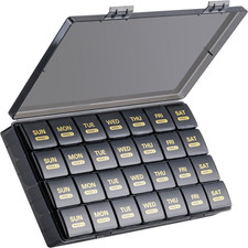 Monthly Pill Organizer, 28 Day Pill Box 1 Time a Day with Dust-Proof Case, Large