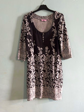 Epilogue Black & Grey Floral Round Neck 3/4 Sleeve Button Jumper Dress 16