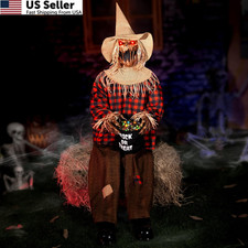 Halloween Animatronics Decorations Scary Sitting Scarecrow