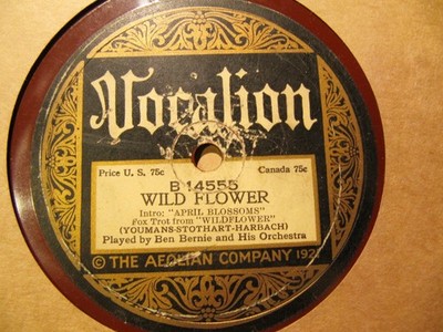 1923 BEN BERNIE Or YOUMANS Wild Flower Who's Sorry Now Brown Wax Vocalion 14555