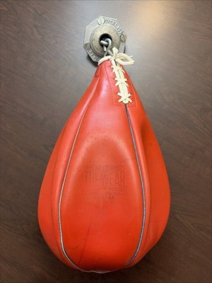 VTG TUF-WEAR Ceiling Mount Red Leather Boxing Striking Speed Bag w/Bracket-RARE