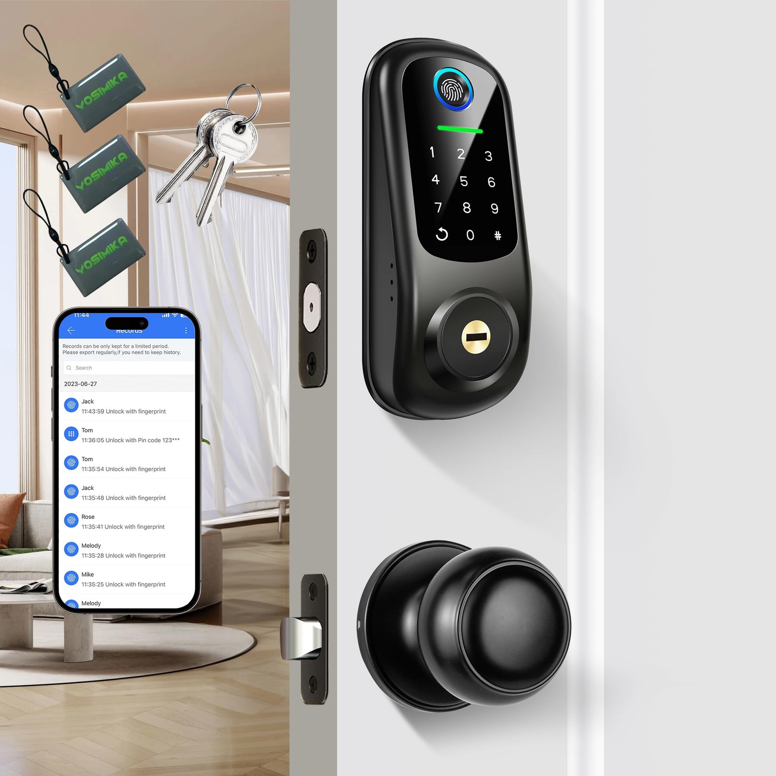 Smart Keyless Entry Door Lock with Fingerprint & Handle - Secure Deadbolt for Home