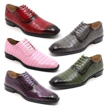 Men's Crocodile Embossed Formal Business Lace-Up Oxford Dress Shoes