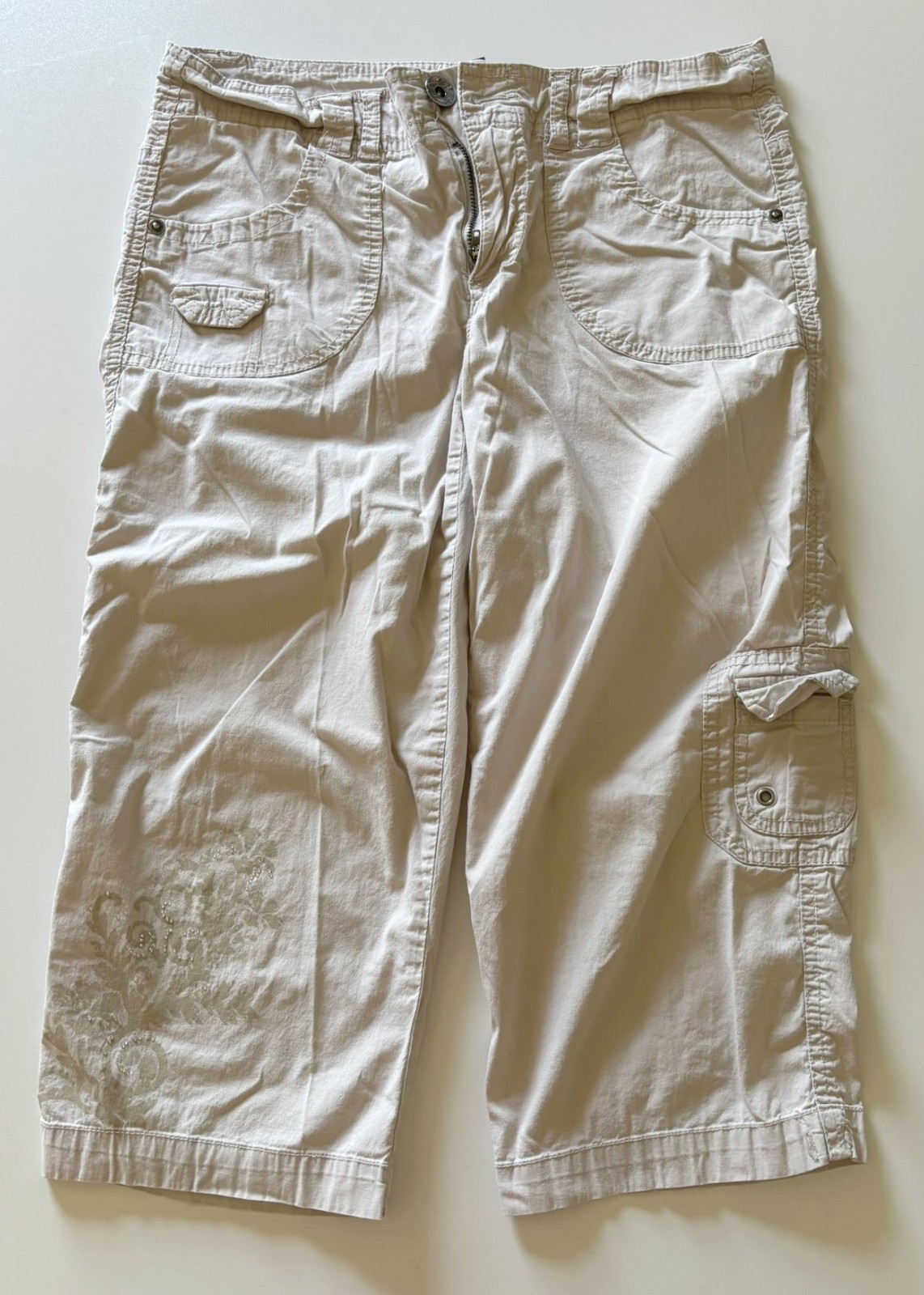 Style & Co Womens Cargo Capri Pants Ivory Petite Size 6P