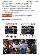 177pcs Motorcycle Complete Fairing Bolts Kit Bodywork Screws Nuts Set M5 M6