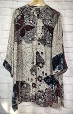 Citron Santa Monica Velvet Burnout Butterflies Blouse Shirt Womens 1X Rayon Silk