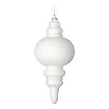 Vickerman 10" Plastic Flocked Finial Ornaments in White (Set of 3)