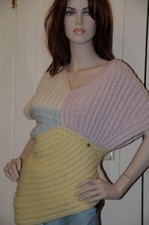  3100 NEW CHANEL PINK YELLOW CREAM Chunky CASHMERE CARDIGAN SWEATER TOP 36