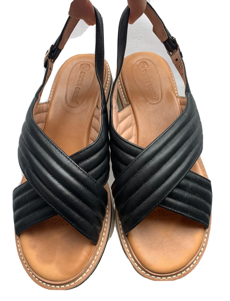 Sandália plataforma Corso Como 10M couro preto - Imagem 3 de 4