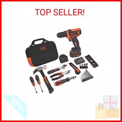 BLACK+DECKER 12V MAX Drill & Home Tool Kit, 60-Piece (BDCDD12PK)