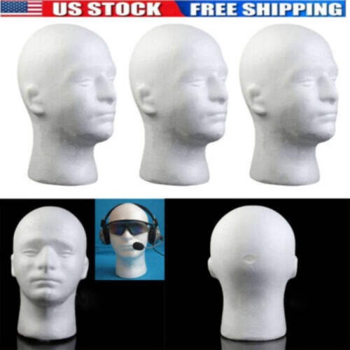 Male Mannequin Foam Manikin Head Model Hat Glasses Wig Display Stand
