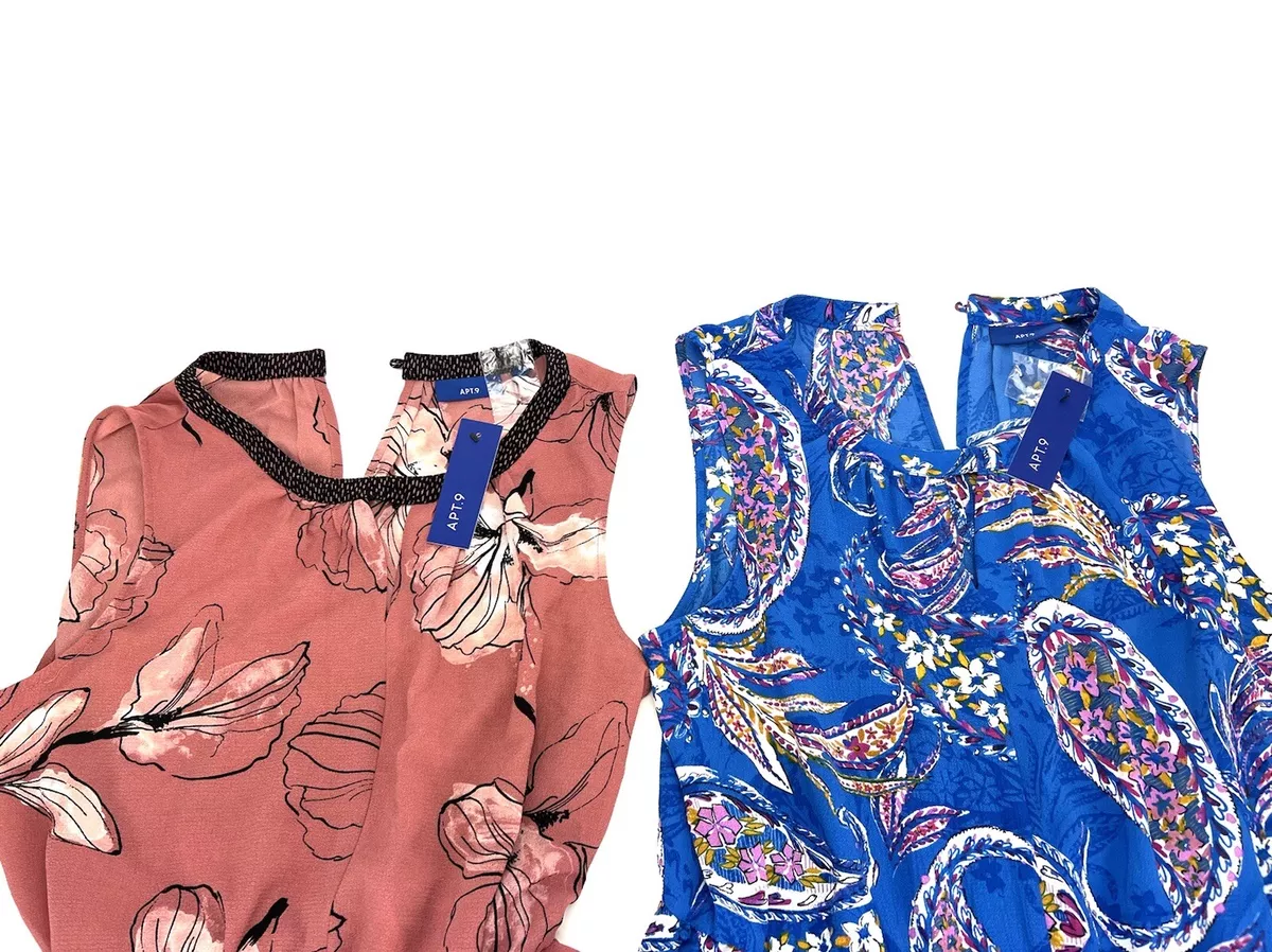 Lot of 2 Apt. 9 Tiered Ruffle Maxi Dresses Blue Paisley Pink
