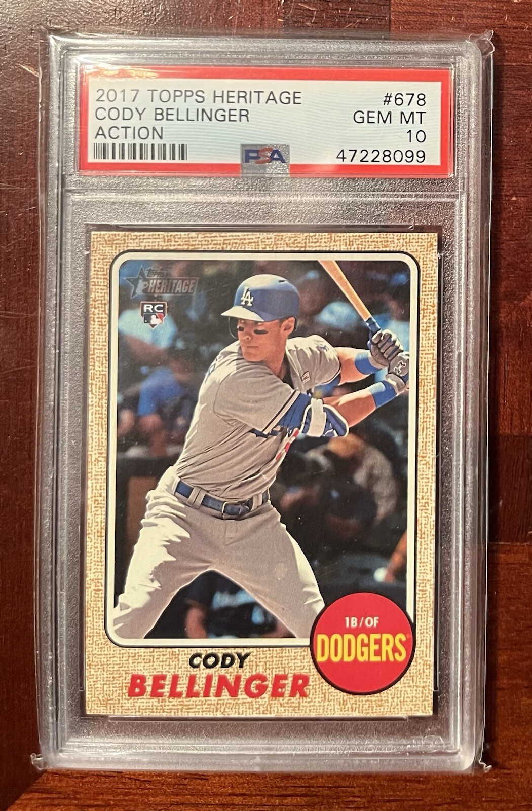 2017 Topps Heritage Action SP #678 Cody Bellinger Rookie RC PSA 10 Dodgers