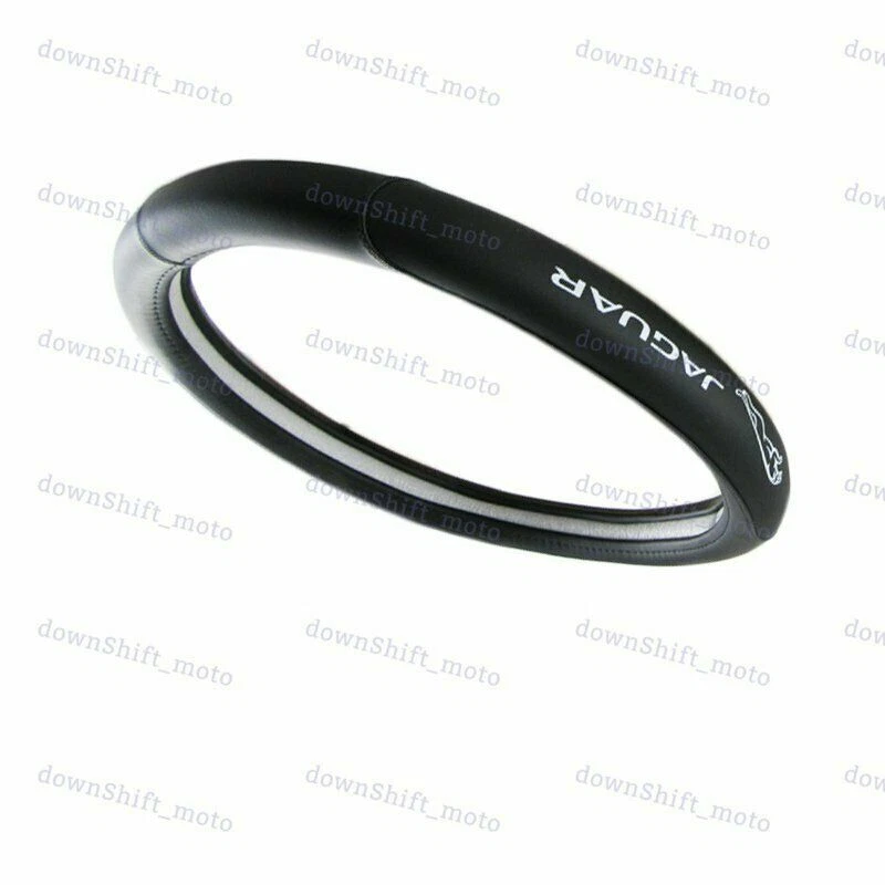 Genuine Leather For JAGUAR Black New 15" Diameter Car Auto Steering Wheel Cover - Image 4 of 4