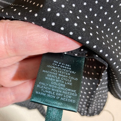 Lauren Ralph Lauren Blouse Sz 2X Black Polka Dot Full Button Professional Office - Picture 5 of 7