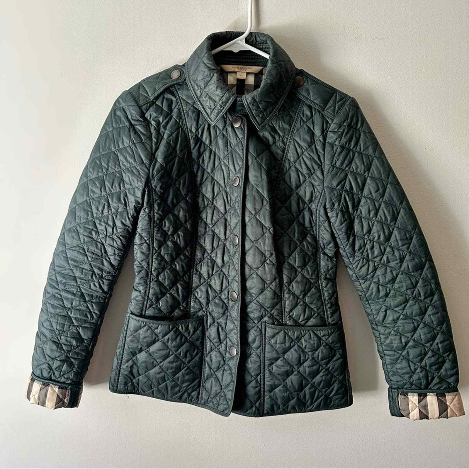 Burberry Quilted Nova Check Jacket Hunter Green Coat … Gem