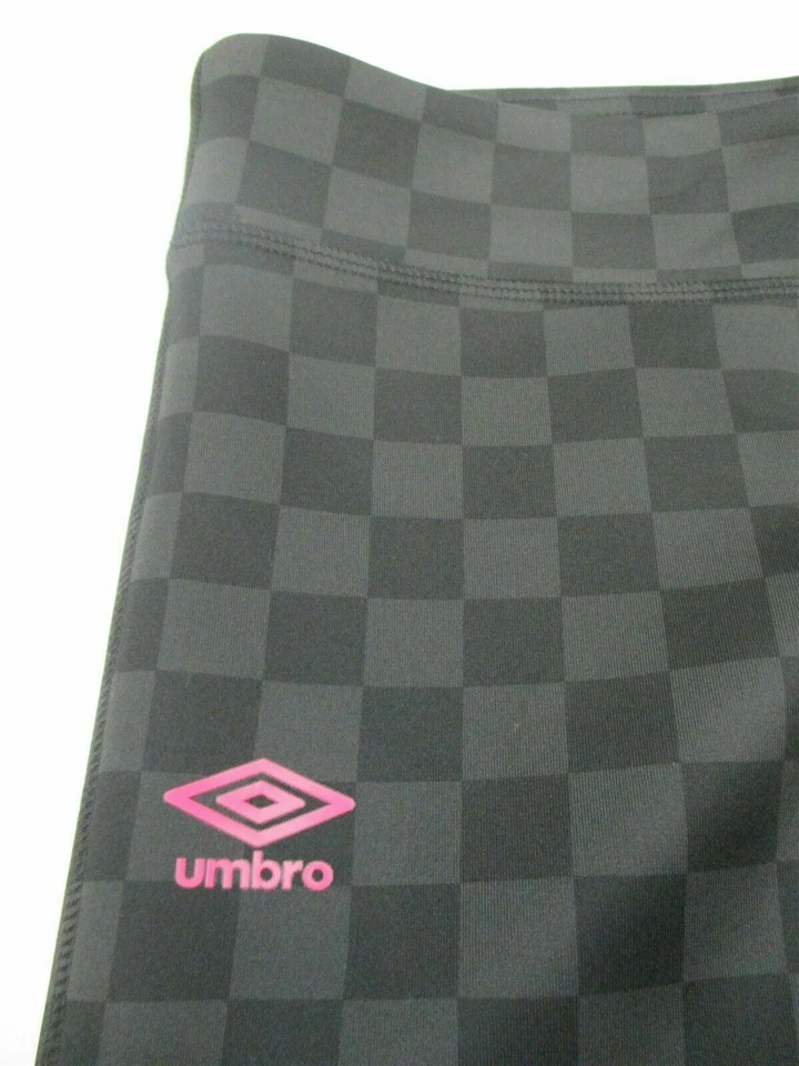 Nuevo UMBRO Jóvenes Niñas Talla XL Fútbol Negro/Gris Cuadros Leggings Recortados Foto 3 de 4