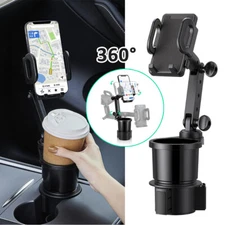 2 in1 Car Cup Holder Phone Mount Adjustable Base 360° Cell Phone Holder Expander