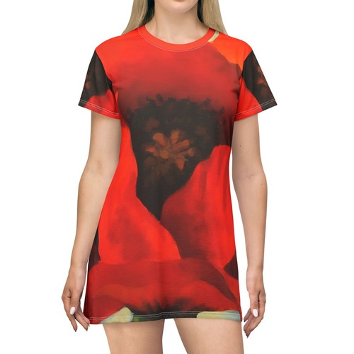 T-shirt abito Georgia O'Keeffe papavero rosso femminismo fiore astratto belle arti maglietta - Foto 2 di 21