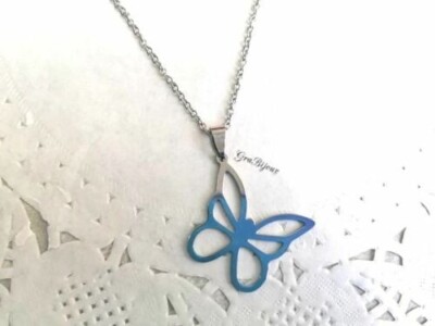 Halskette Anhänger Schmetterling Stahl silver
