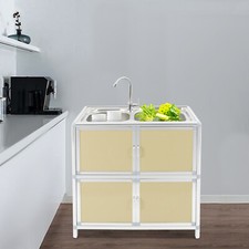 Home Kitchen Sink Utility Sink Kitchen Freestanding Sink w/Cabinet Faucet