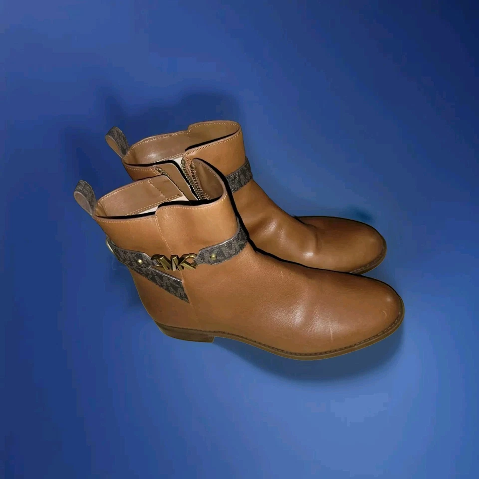 Michael Kors Farrah Flat Leather Bootie Color Luggage Size US 8.5 M - Image 3 of 4