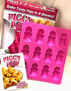 Piggy Pop Silicone Baking Cake Pan Mold Pigs n Blanket Cookies breakfast fun NIB