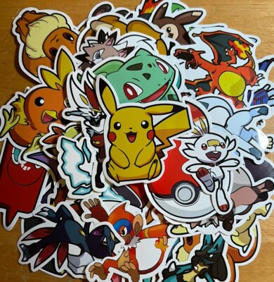 50Pcs POKEMON Stickers Pikachu Charizard Pokeball Skateboard Luggage Phone Vinyl