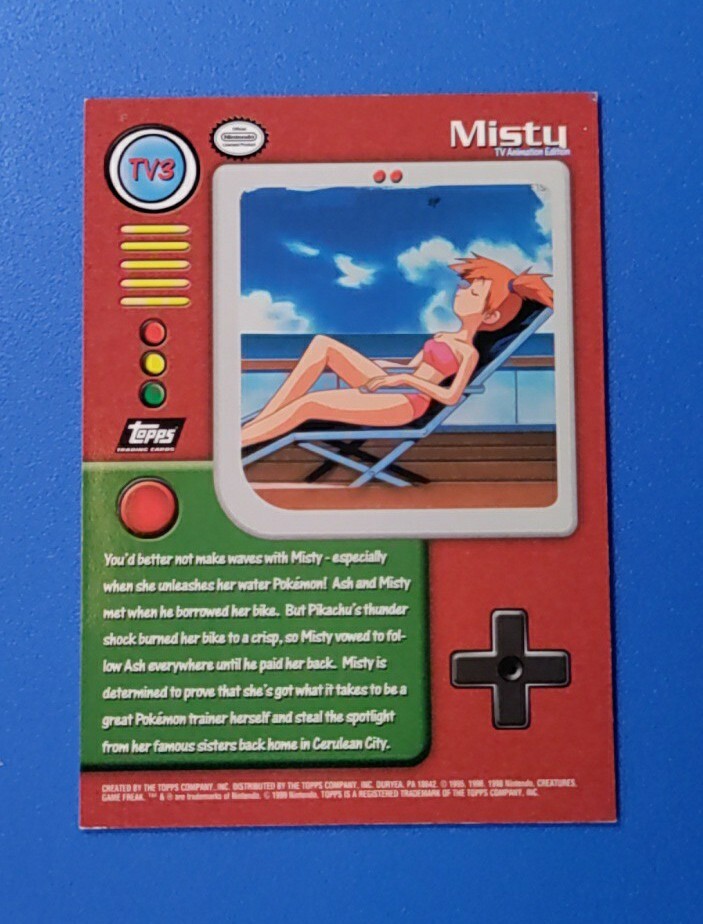 1999 Pokemon Misty Black TV3 Topps Oval Nintendo TV Animation Edition Series 1 - Picture 2 of 6