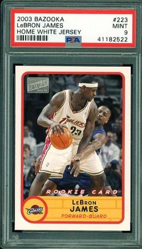 LeBron James Rookie Card 2003-04 Bazooka Home White Jersey #223 PSA 9