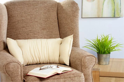 Cream LUMBAR / LOWER BACK SUPPORT CUSHION PILLOW *Fits any armchair* MADE IN UK