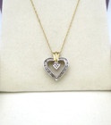 10K Yellow & White Gold 15 Diamond "I Love You" Heart Pendant Necklace 20" [N101 — photo 1