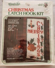 Vintage WonderArt Christmas Greeting Latch Hook Rug Kit 4799 12x27" Brand New
