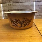 Vintage Pyrex 473 Old Orchard Fruit Brown Casserole Dish Ovenware  1 Qt USA Made
