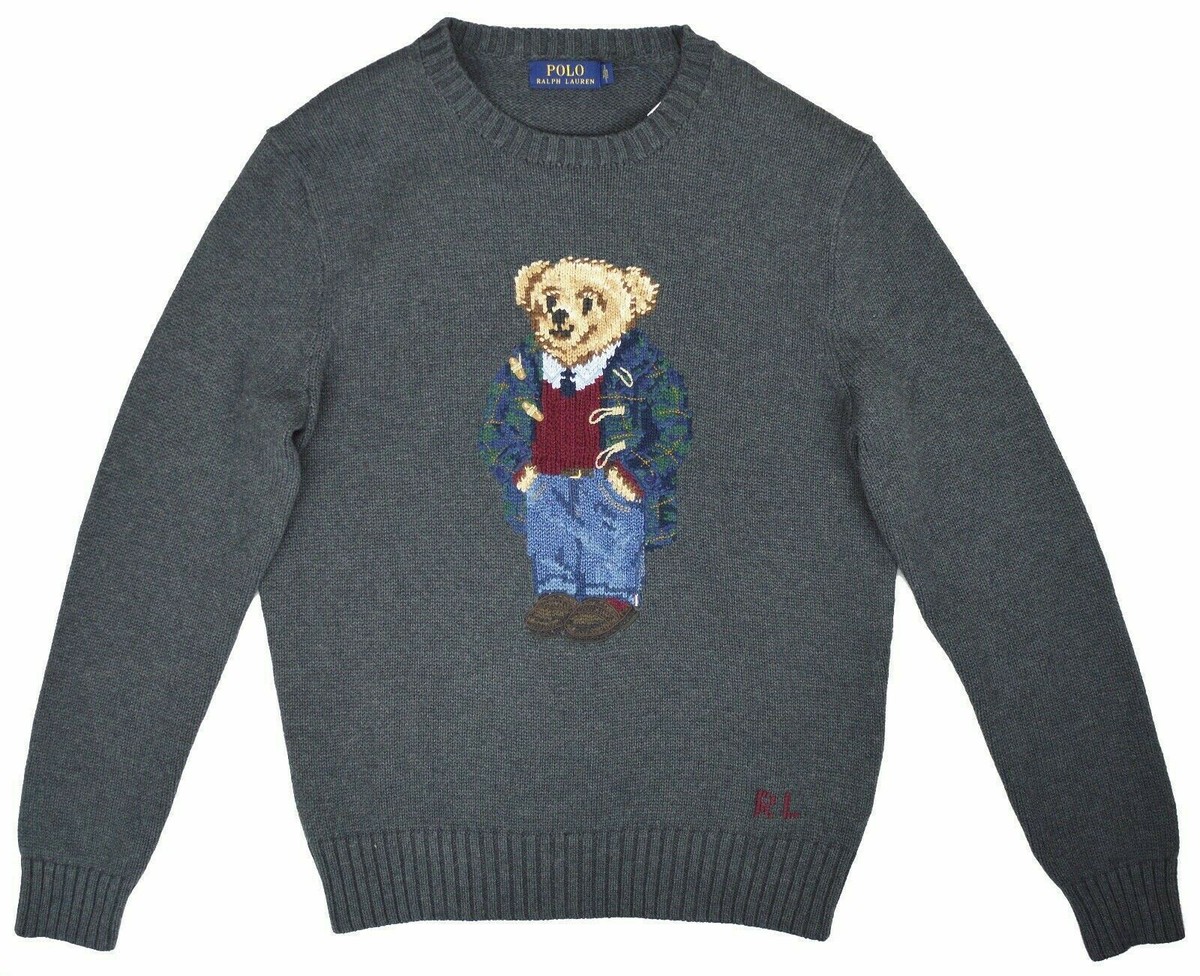 POLO RALPH LAUREN TOGGLE BEAR SWEATER GRAY KNIT 2019 LARGE