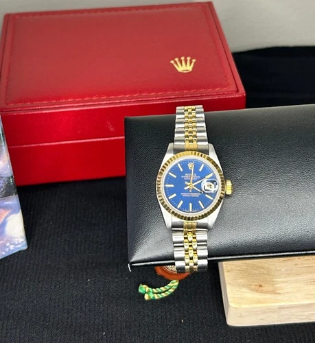 Rolex Datejust 69173 Ladies 26mm Blue Dial | 18K Gold & Steel | Box | Serviced