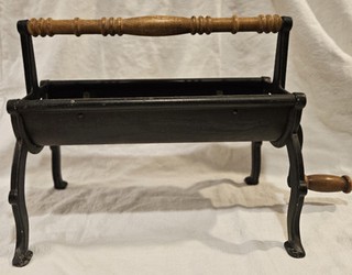 Vintage Cast Iron Farmhouse Fireplace Newspaper Log Roller Stand Fire Starter