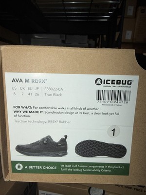 Icebug Mens Ava RB9X Leather Walking Shoe with Traction Sole MEN 8