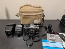 Canon AE-1 Program SLR  FD 50MM f1.8 Lens Tested W Bag Extras Vtg